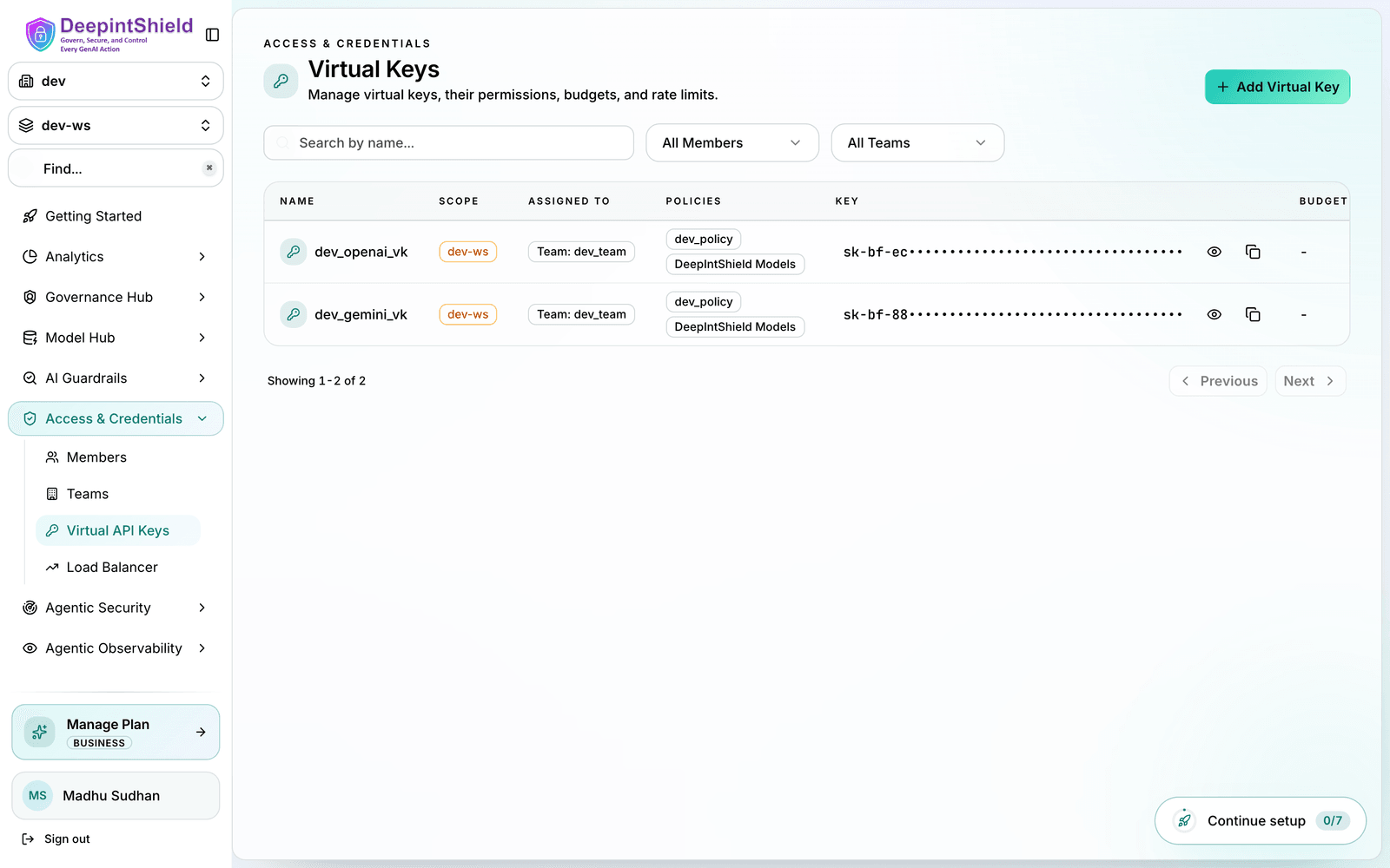 Enforce Virtual Keys