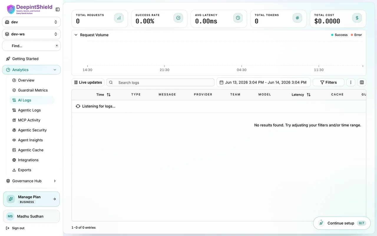 Live Log Stream Interface